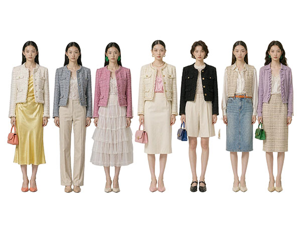 French Light Daily Elegance Tweed | Pastel Short Tweed Jacket for Women